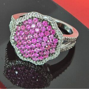 925 Sterling Silver Ring SZ 6 with Natural Pink Sapphire Gemstone